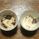 Homemade left, mix right